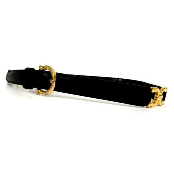 Salvatore Ferragamo Gancini Black Leather Belt gol - Picture 3 of 7